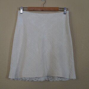 Trina Turk Tweed Skirt Ivory Layered Lace Women's 6 Metallic Piping Coquette